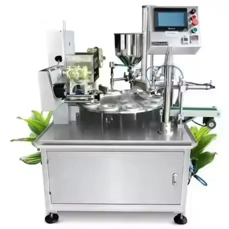 Automatic high-speed rotating plastic cup filling and sealing machine for liquid products in the beverage and food industry