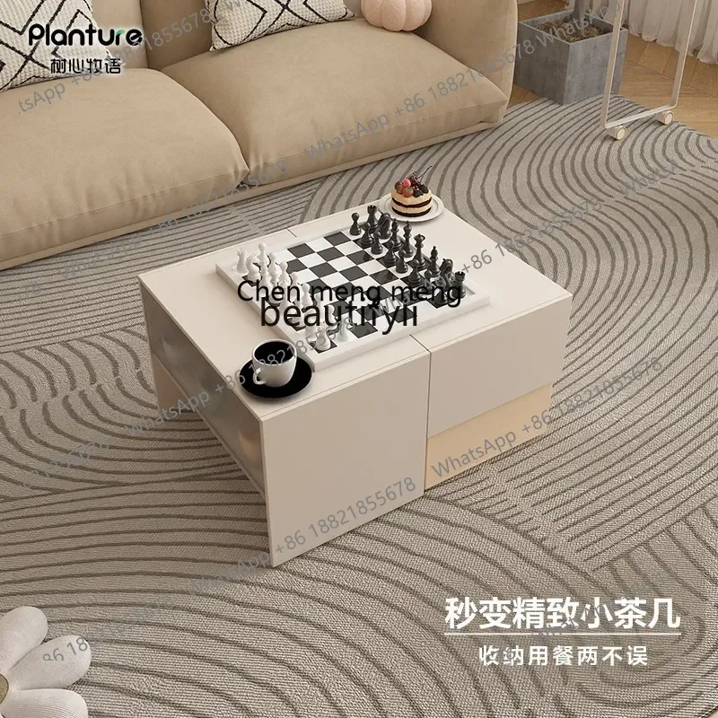 G153 Movable coffee table trolley living room multi-function, locker cream wind sofa side cabinet