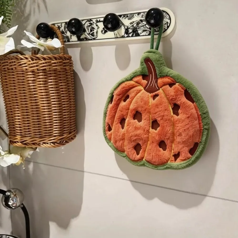 Super Absorbent Pumpkin Hand Towel Soft Microfiber Halloween Decoraitons Absorbent Hand Towels Quick-Drying Kitchen Handkerchief