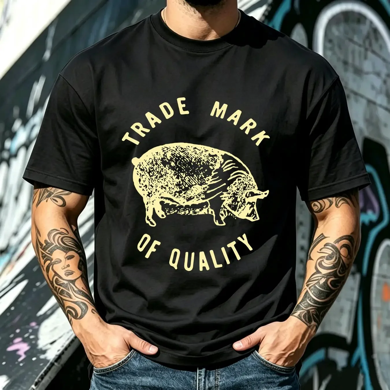 washed T Shirt TRADE MARK Of QUALITY bootleg record album long or short sleeves vintage Washed Soft Casual