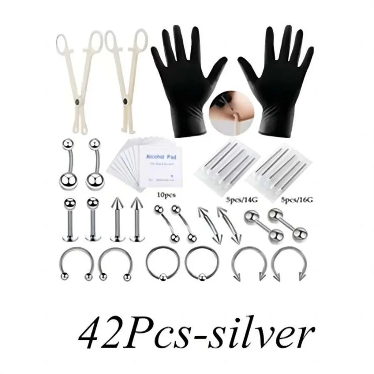 Kit de Piercing d'Oreille pour Cartilage, Tragus, Helix, Pistolet sans Bijoux, 24 42 84 Pièces