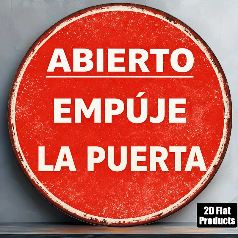 2D Flat Circular Wooden Sign, Adorned with Retro Style Nameplate, Inscribed with 