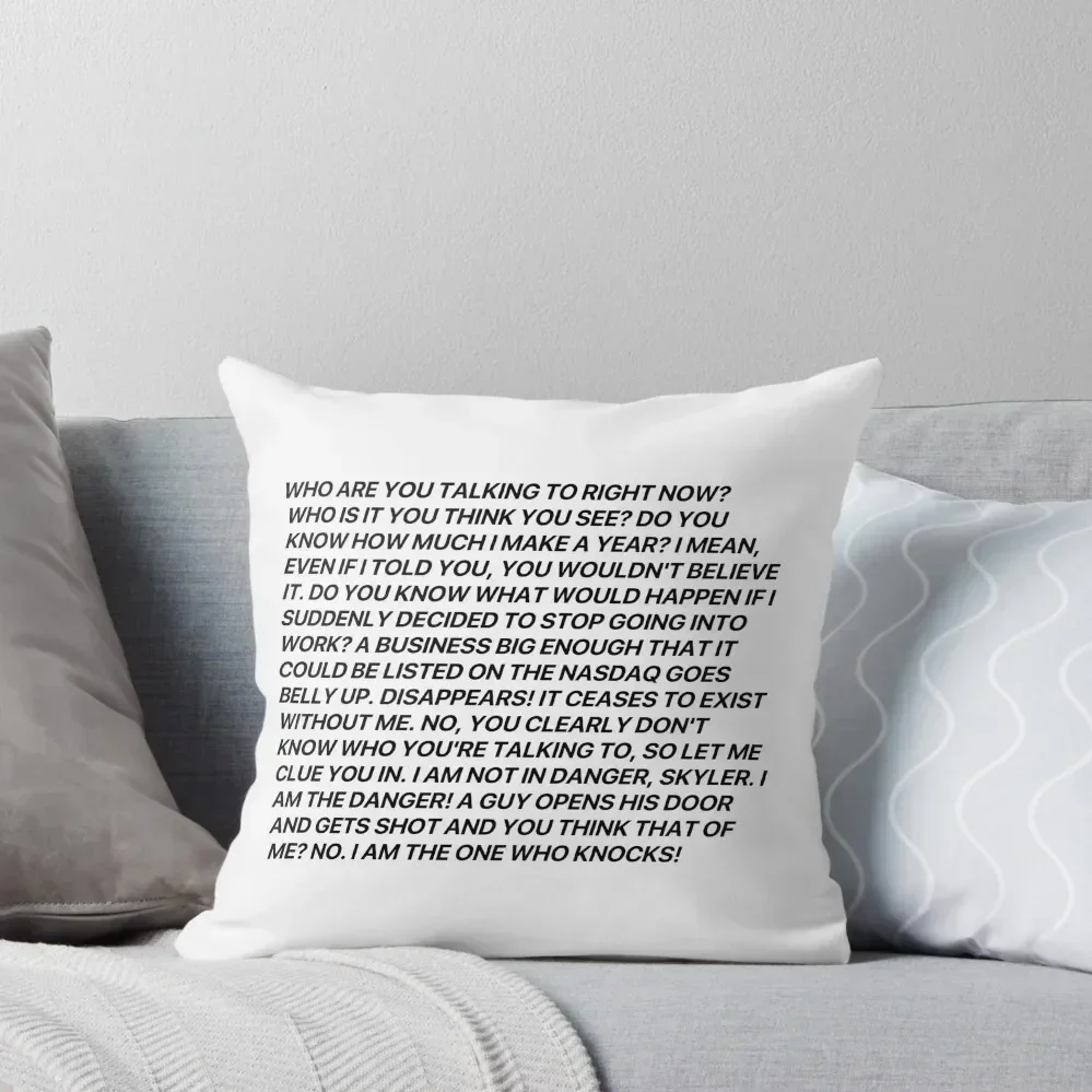 

Walter White Speech (I am the one who knocks) Throw Pillow Pillow Cases Decorative pillowcases for sofa cushions pillow