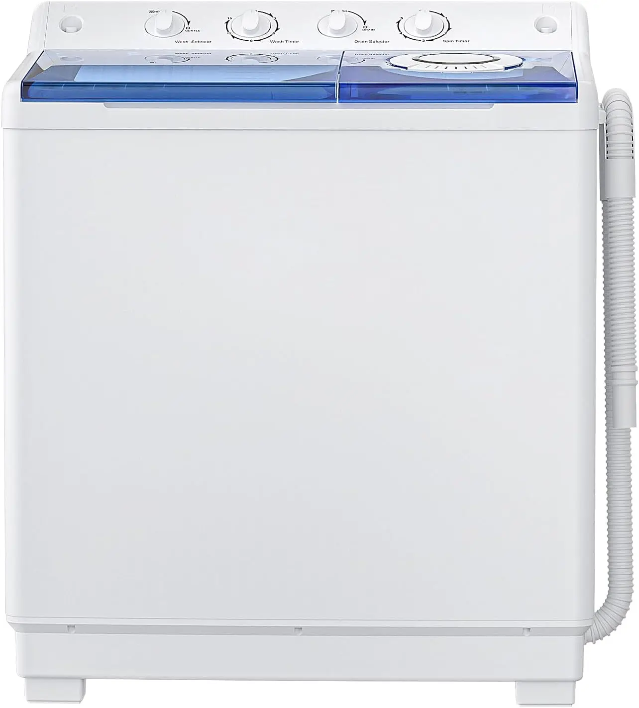 Washing Machine, 40Lbs Compact Washing machine, Twin Tub Laundry Washer Machine with Built-in Drain Pump, Semi-Automati