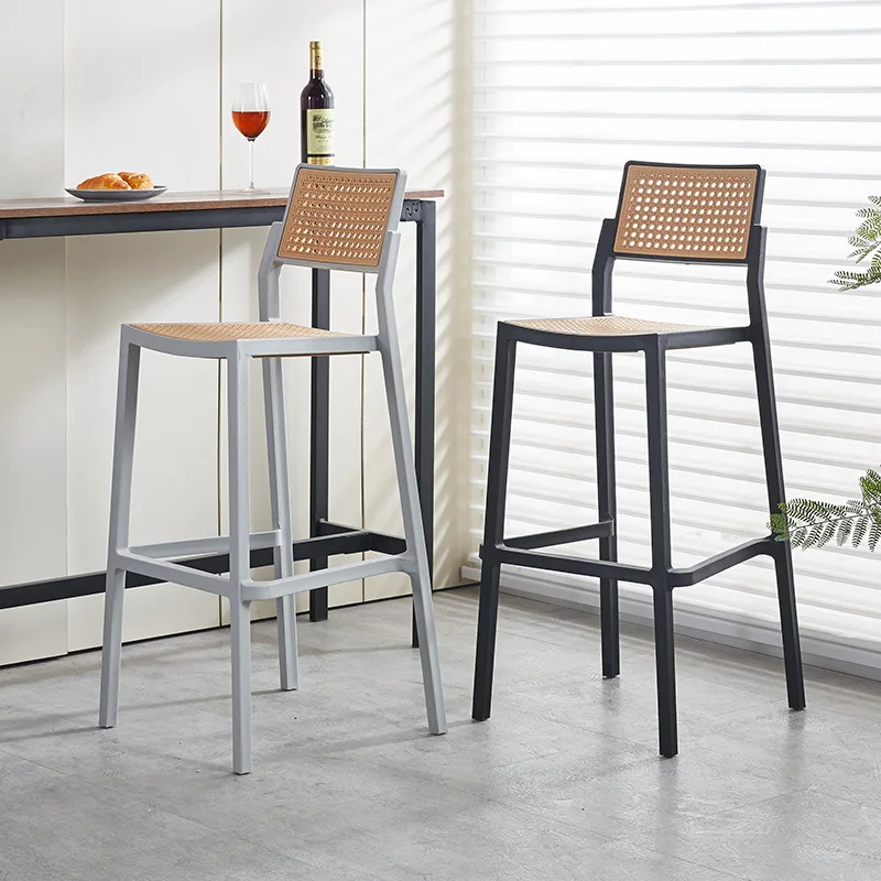 

Customizable rattan plastic light luxury Nordic durable bar stool