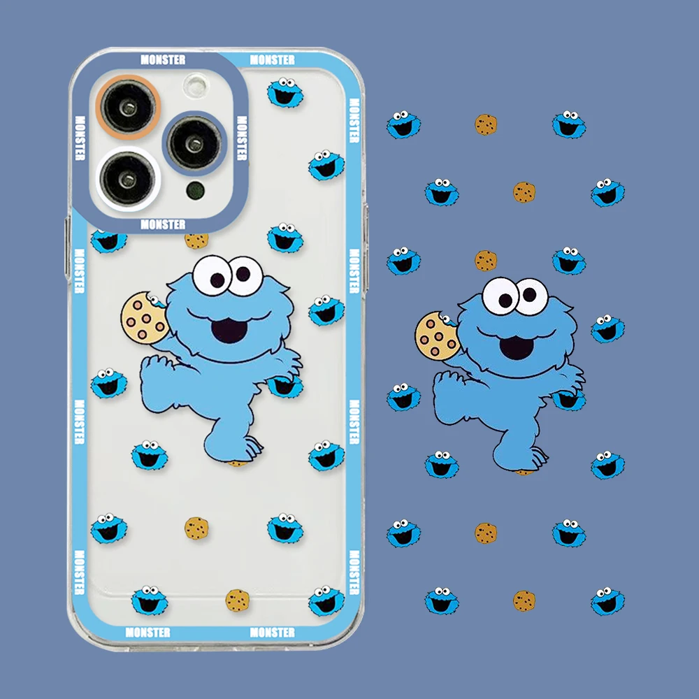 Cartoon Cookie M-Monster Phone Case for IPhone 15 14 13 12 Mini 11 Pro Max X XR XS 7 8 SE Plus Soft Silicone Transparent Cover