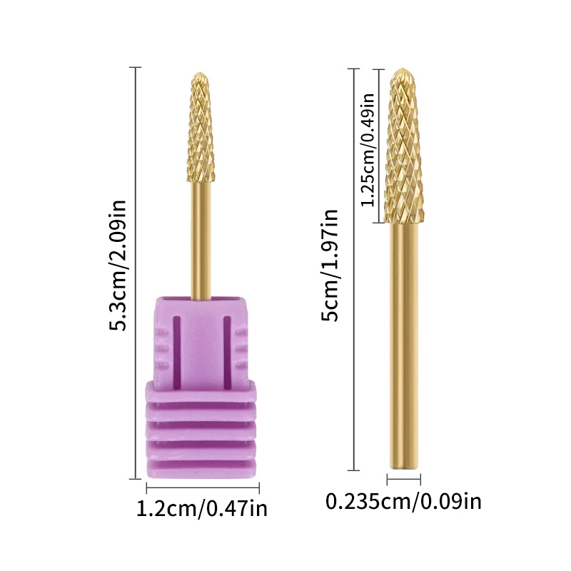 Diamond Nail Drill Bits 3/32'' Rotary Burr Cuticle Flame Tip for Russian Manicure Dead Skin Removal Nail Accessory Tool