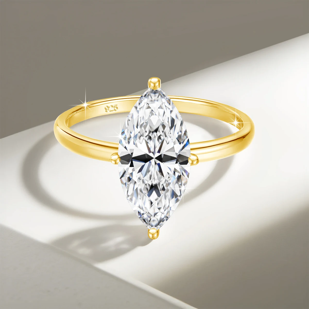 18K Color 3CT Marquise Cut Moissanite Rings for Women 925 Sterling Silver Lab Diamond Wedding Band Engagement Ring Jewelry