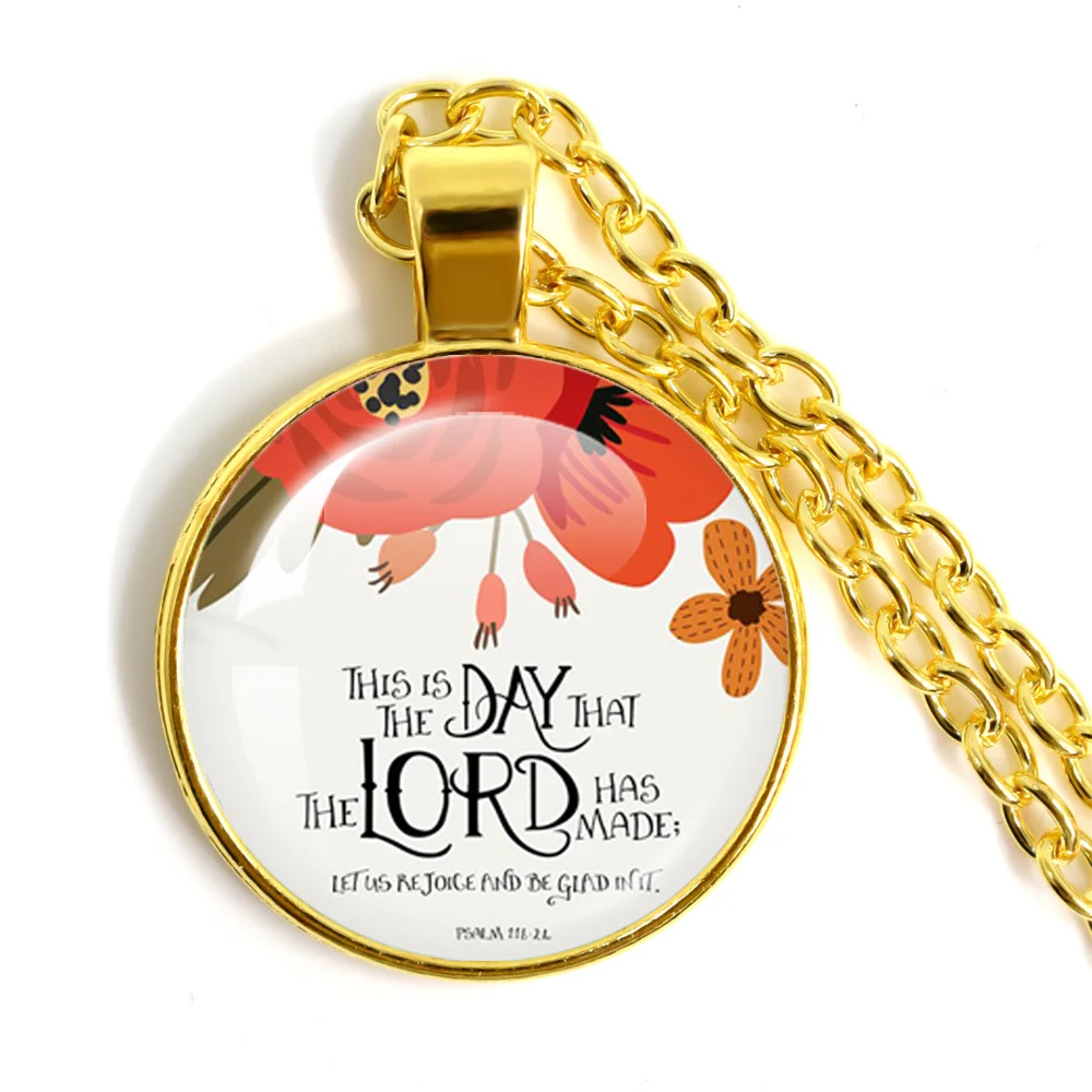 This Is The Day That The Lord Has Made Bible Verse Quote Necklace Glass Jewelry Custom Jewelry Christianity Gift