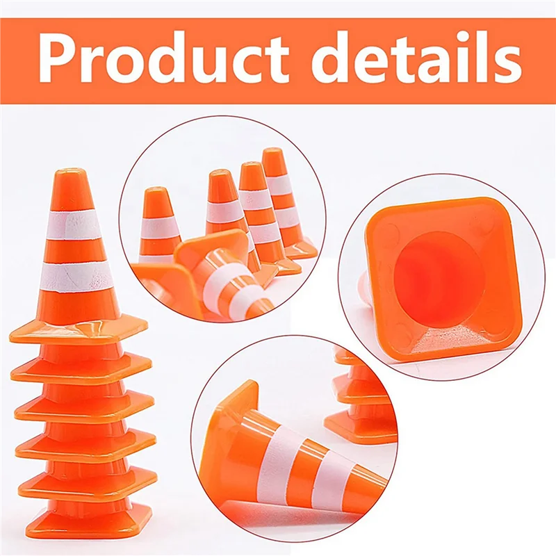 

N04R 28 Pieces Mini Triangle Cone, Mini Simulation Safety Cone Road Parking Signs Roadblock, Small Signs