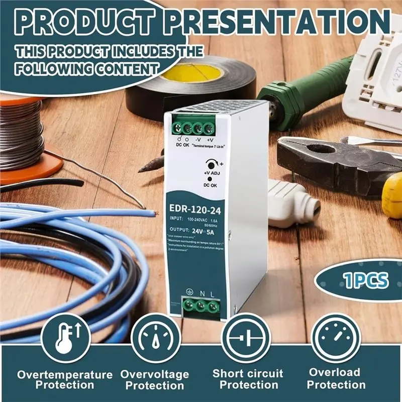 ABLN-DIN Rail Power Supply 24V 120W 5A Switching Power Supply For Industrial Automation Industrial Automation Protection