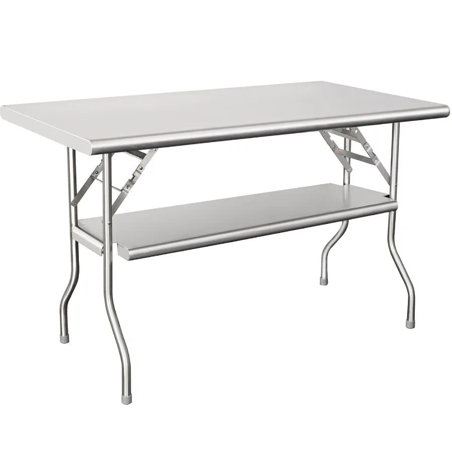 

HARDURA Folding Stainless Steel Table 30X48 Inches with Adjustable Undershelf and Legs NSF Commercial Portable Folding Prep Tab