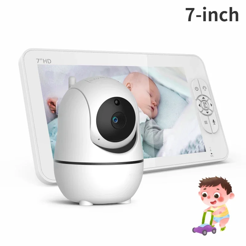 Baby Monitor Wireless 7-inch HD Baby Care LCD Infrared Night Vision 2-way Call 8 Lullabies Temperature Monitor Two-way Intercom