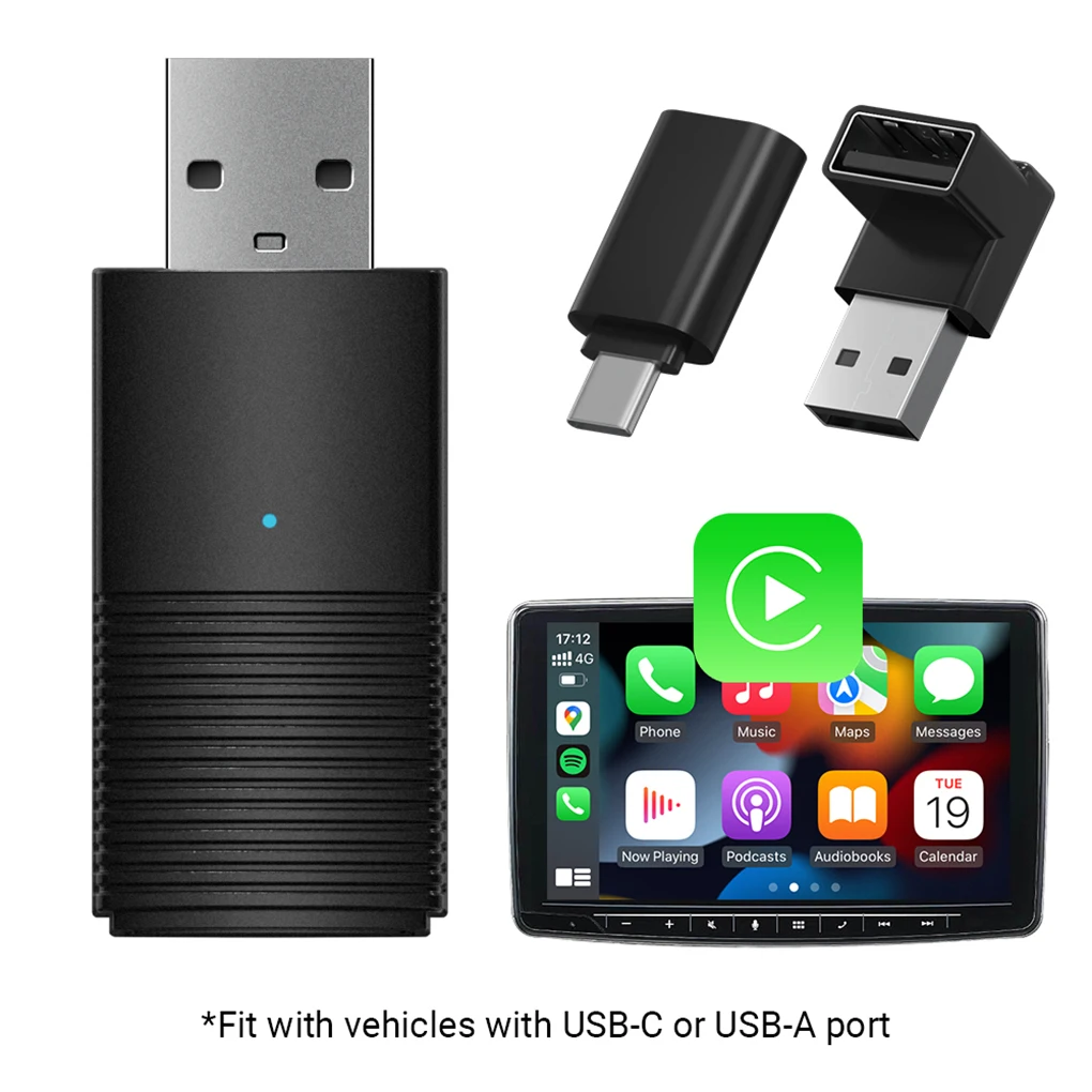 

Car Carplay Wired To Wireless Adapter With 2 Adapters Auto-Connect In Seconds No Latency Thermal Vent Design