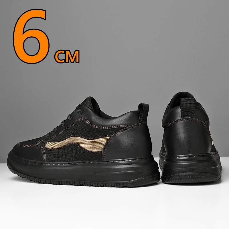Mesh Increase 6cm Men's Elevator Shoes Summer Breathable Hollow Out Sports New Man Casual Fashion Height Increasing Sneakers