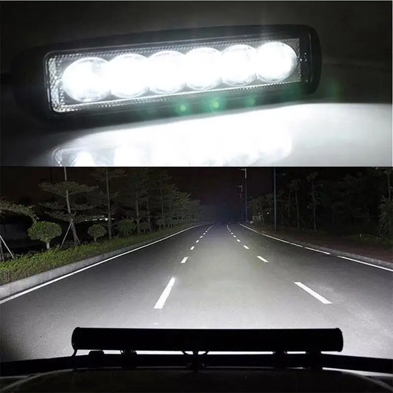 18W12V 6 LED Car LED Work Light DRL Spotlight High Bright Waterproof Auto Offroad SUV Truck Headlights Driving Lamp