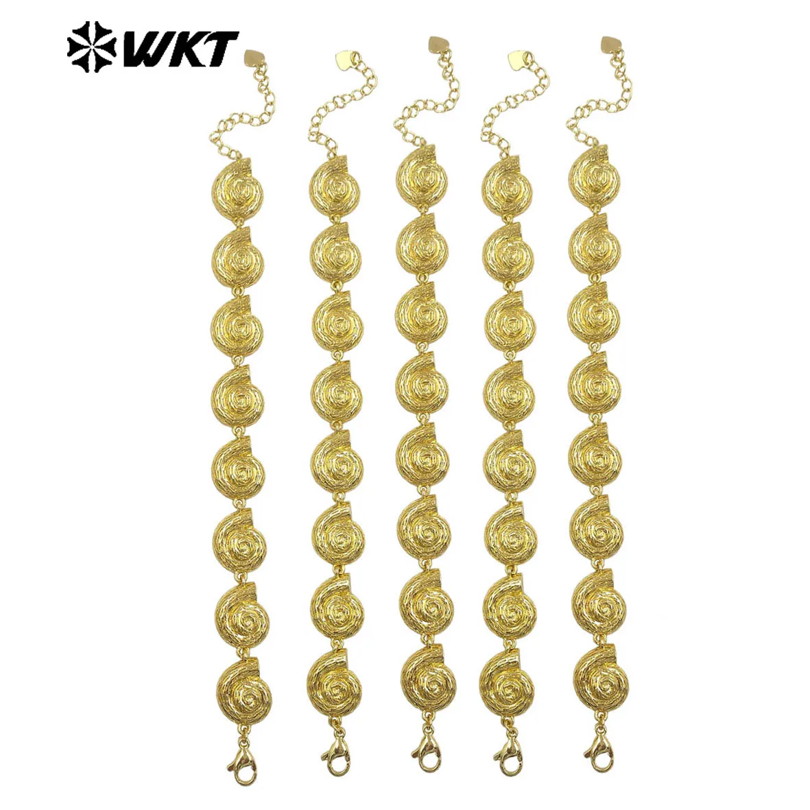 

WT-JF372 Wholesale Vintage Style Gold Plated Metal Yellow Brass Shell Shape Bracelet For Women Fashion Jewelry Matching