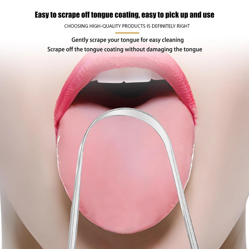 1 قطعة الفولاذ المقاوم للصدأ اللسان مكشطة U-شكل المعادن الطازجة التنفس تنظيف المغلفة اللسان فرشاة الأسنان أدوات العناية بصحة الفم #3