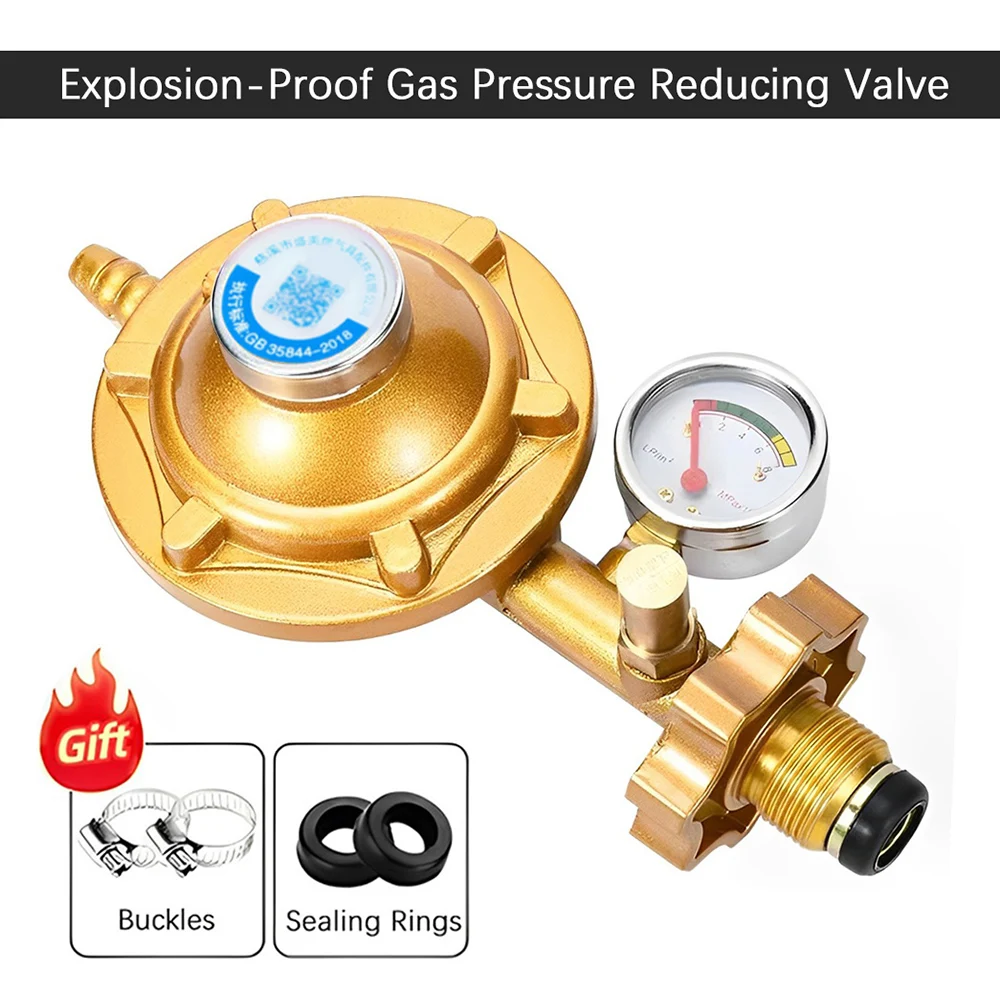 Explosion-Proof LPG Gas Tank Pressure Regulator Household Liquefied Petroleum Gas Pressure Reducing Valve With Pressure Gauge