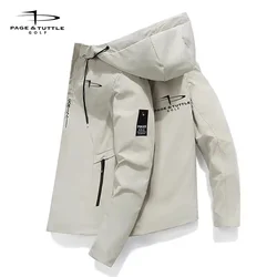 Pagetuttle - Men's hooded jacket, zippered casual windbreaker, tight fitting, fashionable, novel for spring and autumn 2024