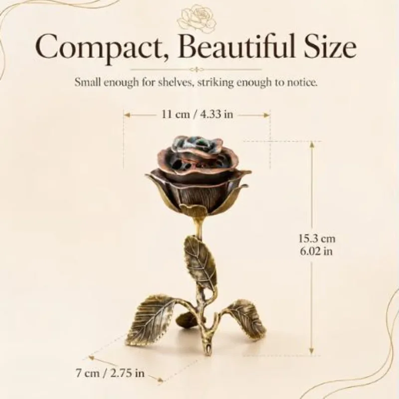 Antique Rose Scented Incense Burner Censer Aromatherapy Home Fragrance Ornament Tabletop Holder For Living Room Meditation Gift