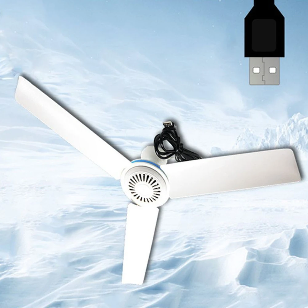 

Потолочный USB-вентилятор с 3 лопастями, синий, белый, мини-портативный подвесной вентилятор для домашнего офиса, кемпинга, электрического использования на открытом воздухе