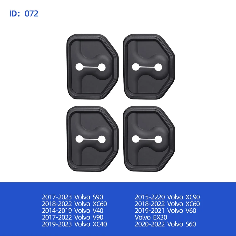 4pcs Silicone Car Door Lock Buckle Protection Cover Anti-collision,For Volvo S90 V90 V40 XC60 XC40 XC90 V60 S60 EX30 AWD Rdesign