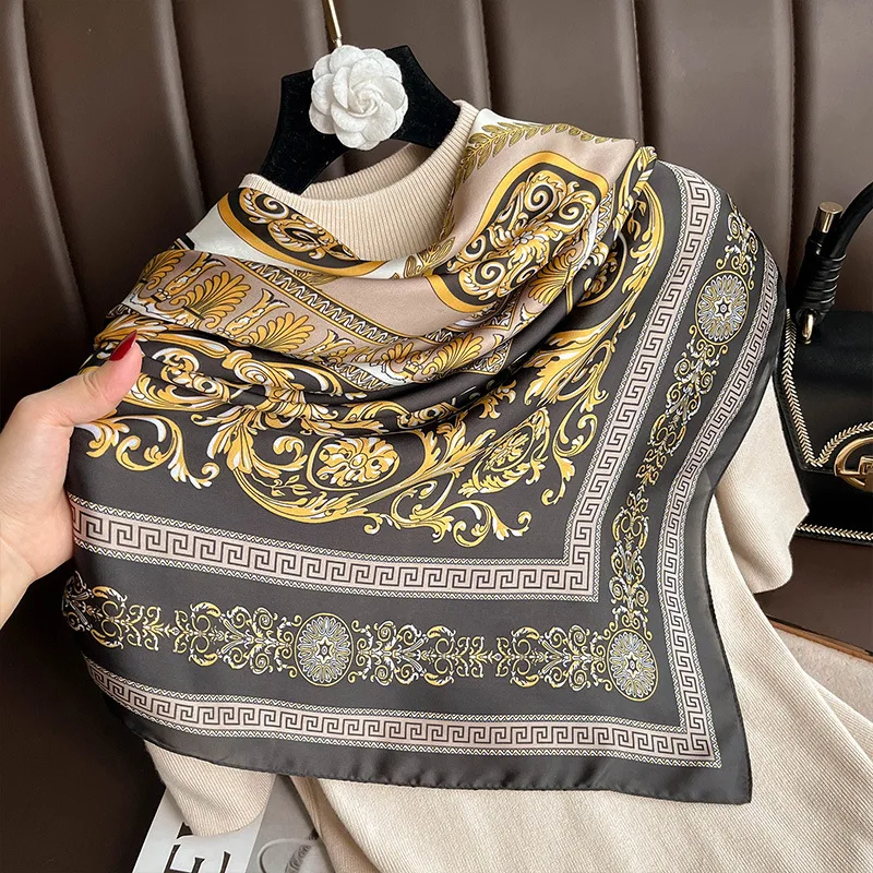 Design Satin Silk Shawl Hijab Scarf Women Fashion Summer Sunscreen Beach Stole Wraps Bufanda Female Headkerchief Echarpe New