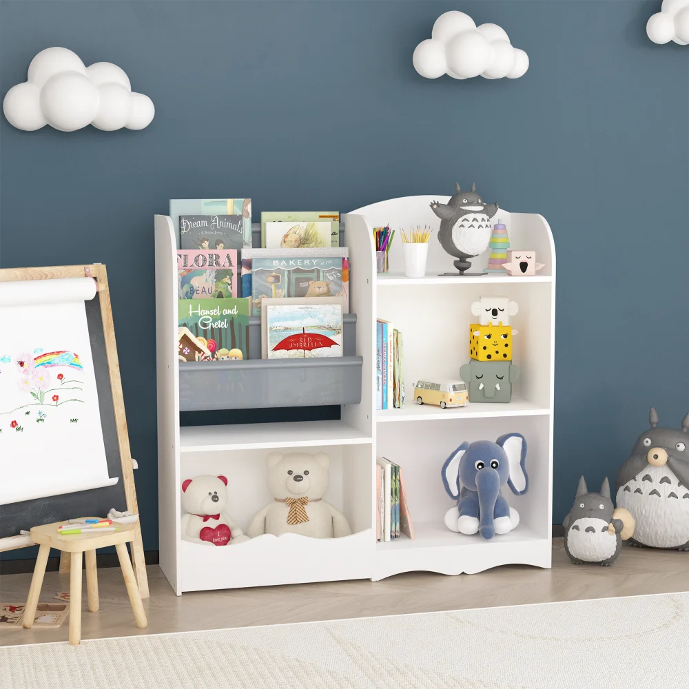 

Kids Bookshelf and Toy Organizer 3 Tier Bookshelf for Kids Fabric Toddler Bookcase Book Shelf for Kids Rooms Bedroom Playroom