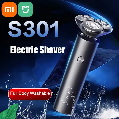 새로운 XIAOMI MIJIA S301 남성용 전기 면도기 건식 습식 면도기 수염 트리머 기계 면도 휴대용 세라믹 블레이드 IPX7 세척 가능