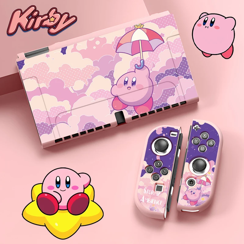 Kawaii Kirby Soft TPU Anime Skin Protective Case for Nintendo Switch OLED Joy-Con Controller Protection Back Housing Shell Cover