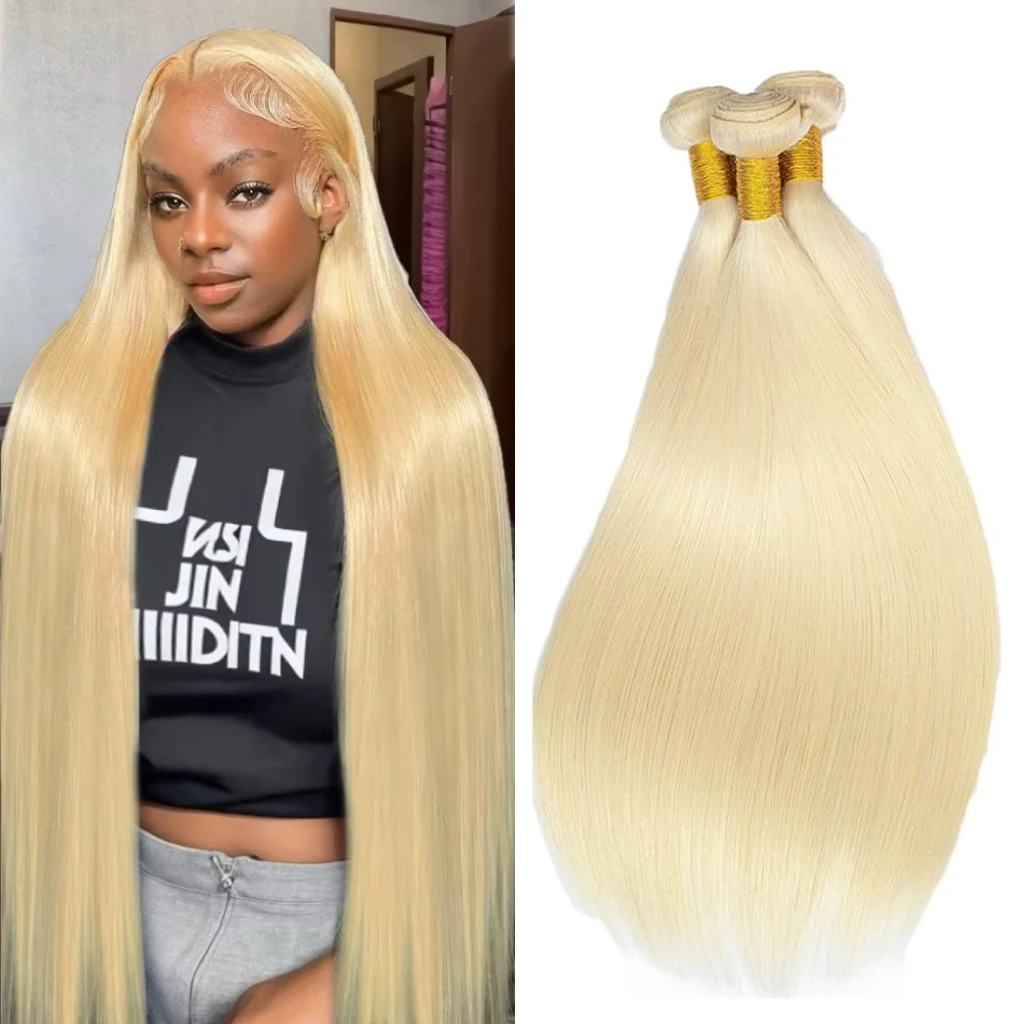 

36, 38, 40 дюймов, 613, пучок светлых человеческих волос, прямые пучки волос, 1/3/4 шт., партия плетения, двойной уток, высокое качество