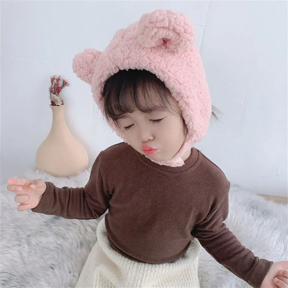 Plush Boys and Girls Cartoon Hooded Scarf Earflap Ear Protection Warm Hat Baby Winter Hat Rabbit Ear Cap