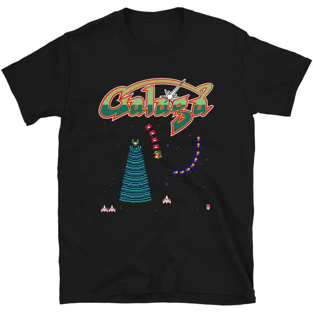 Cool Arcade Galaga Video Game Retro Vintage 80s Invader Space Gaming Alien t shirt for men 100% Cotton Gift Idea Clothes