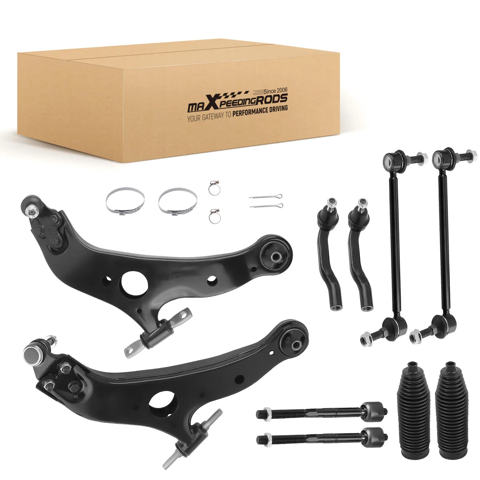 

10Pcs Front Lower Control Arm Sway Bar Tie Rod for Toyota Sienna 2004-2009 2010