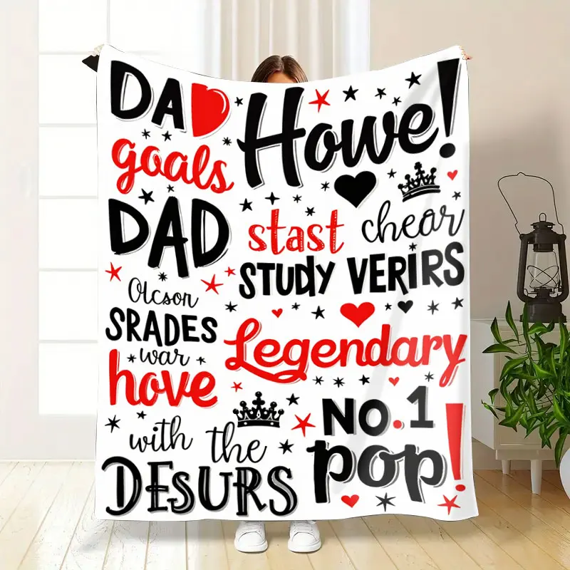 1pc couverture en flanelle "Papa Goals Legendary No.1 Pop couverture polaire pour cadeau de fête des pères"