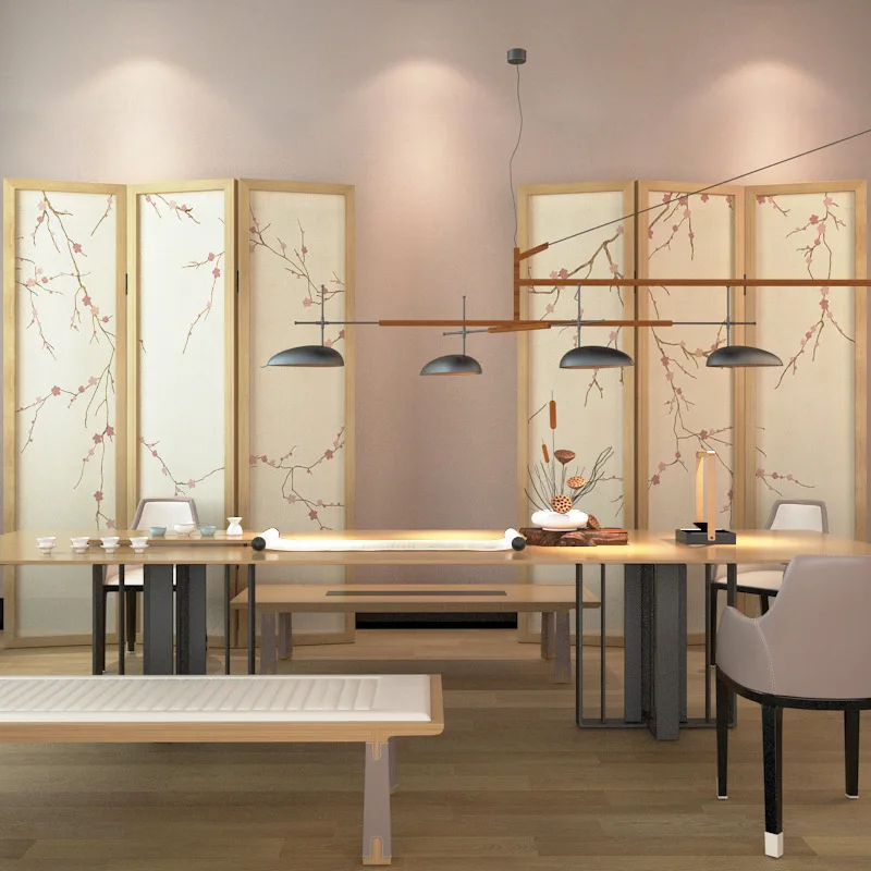 New Chinese screen partition, modern simple living room can be moved into the home, folded to block the tea room decoration, flo