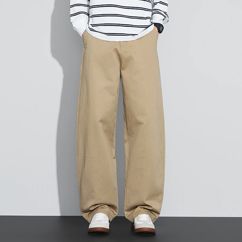 

Men Japanese Streetwear Fashion Loose Casual Pure Cotton Vintage Wide Leg Cargo Pants Cityboy Straight Baggy Trousers