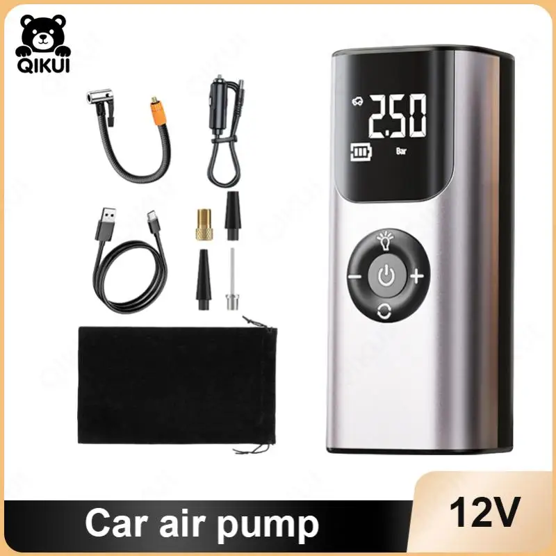 

QIKUI 150PSI 12V Electric Powerful Car Tires Air Pump with LED Lights&Pressure Gauge for Auto, Motorcycles, Bikes, Balls타이어공기주입기