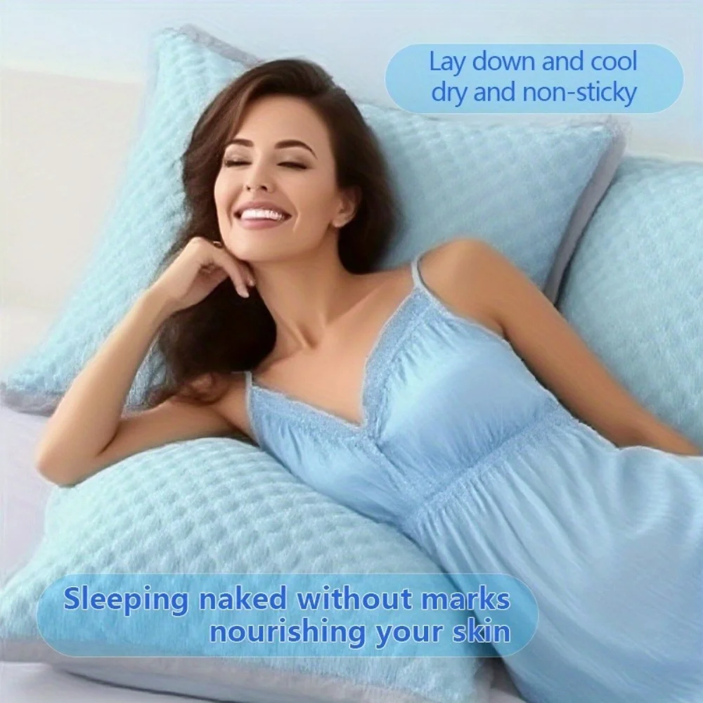 Summer Cooling Pillowcase Solid Color Ice Bean Pillowcase Cool Feeling Air Conditioning Cover Washable (No Pillow) 48x74cm