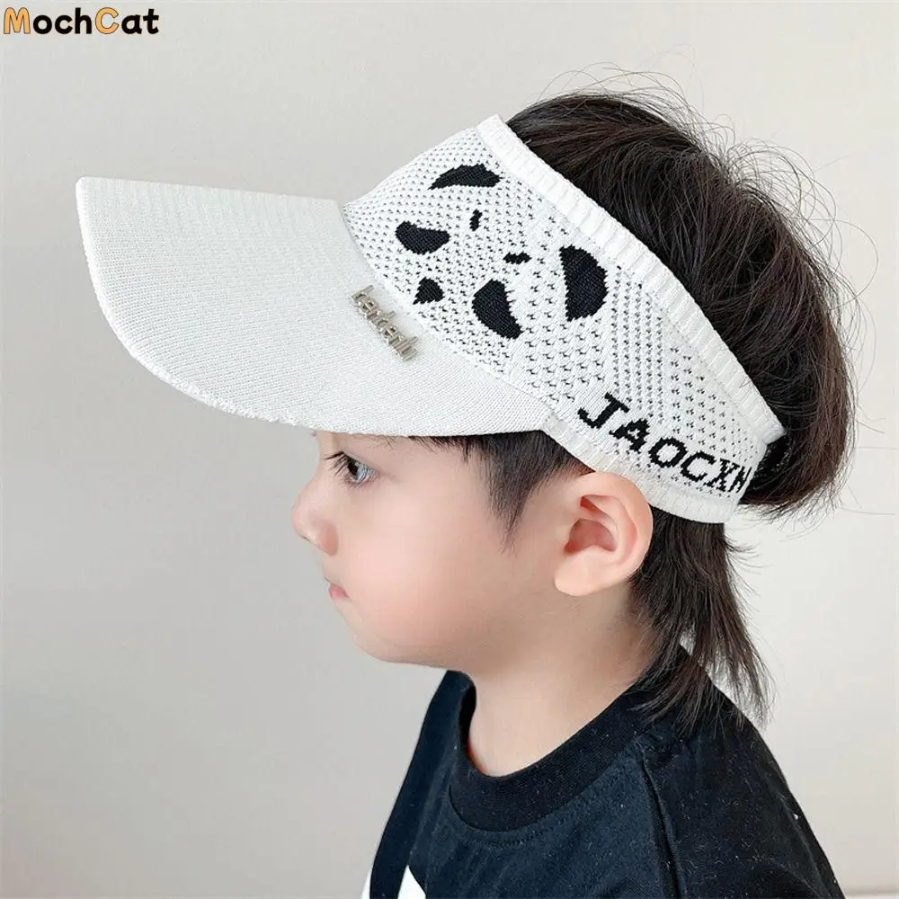 

Cartoon UV Protection Hat Panda Knitted Dinosaur Summer Wing Korean Style Cap Empty Top Hat Kids Sun Hat Children Sun Visor Hat