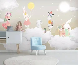 beibehang Customized hand-painted cartoon small animals boys and girls bedroom kindergarten front desk classroom wallpaper