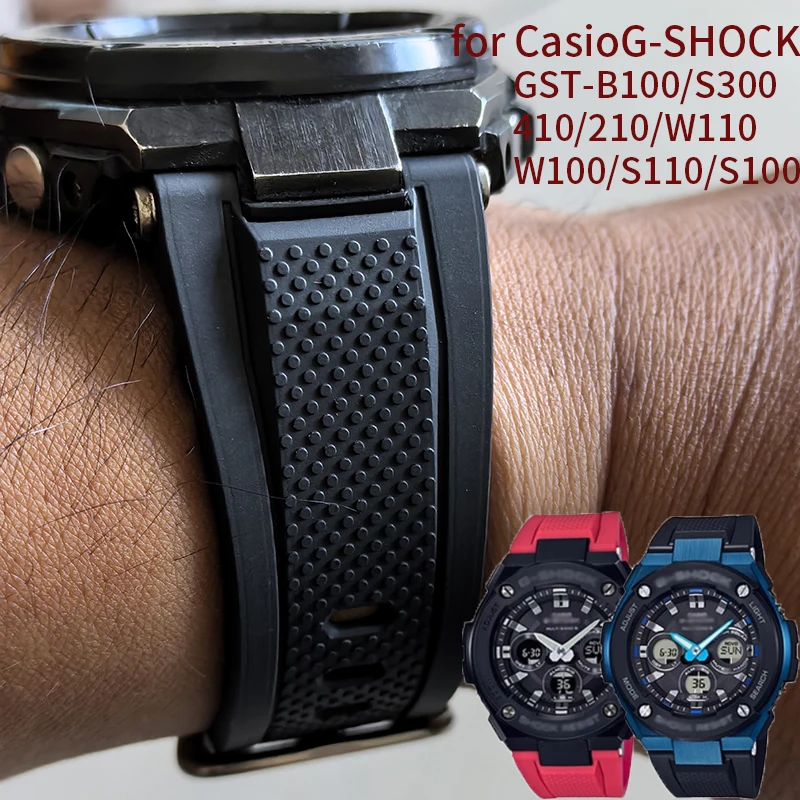 26*14MMCinturino in silicone concavo per Casio G-SHOCK GST-W300 210 400G S130 S310 S330 B100 cinturino sportivo cinturino braccialetto