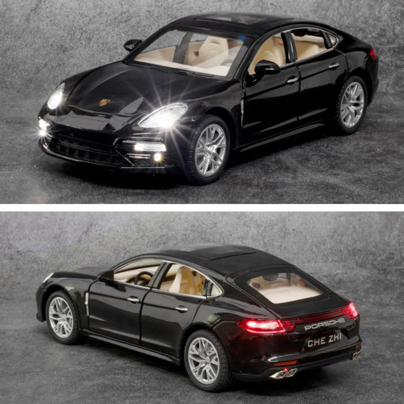 1:24 Porsche Panamera Alloy Model Car Simulation Sound And Light Pull Back Children\'s Diecast Toy Car With 6 Door Can Opend