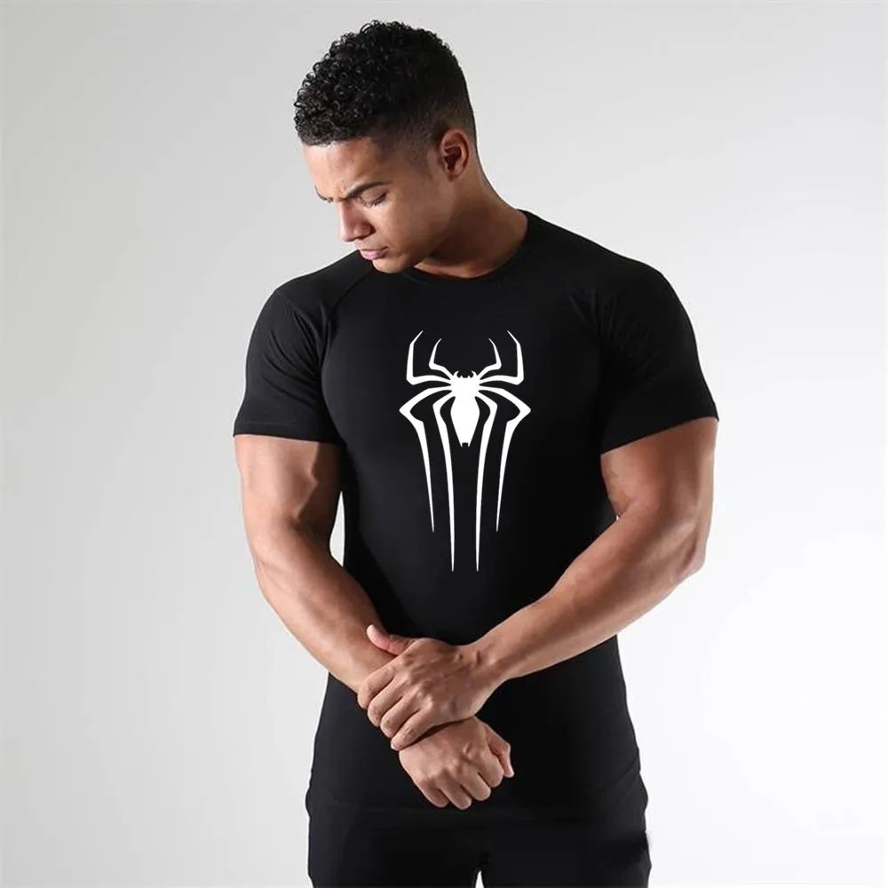 Men\'s Compression Shirt Fitness Workout Anime Super Spider Print Sport Tight Gym TShirts Athletic Quick Dry Tops Tee Summer Male