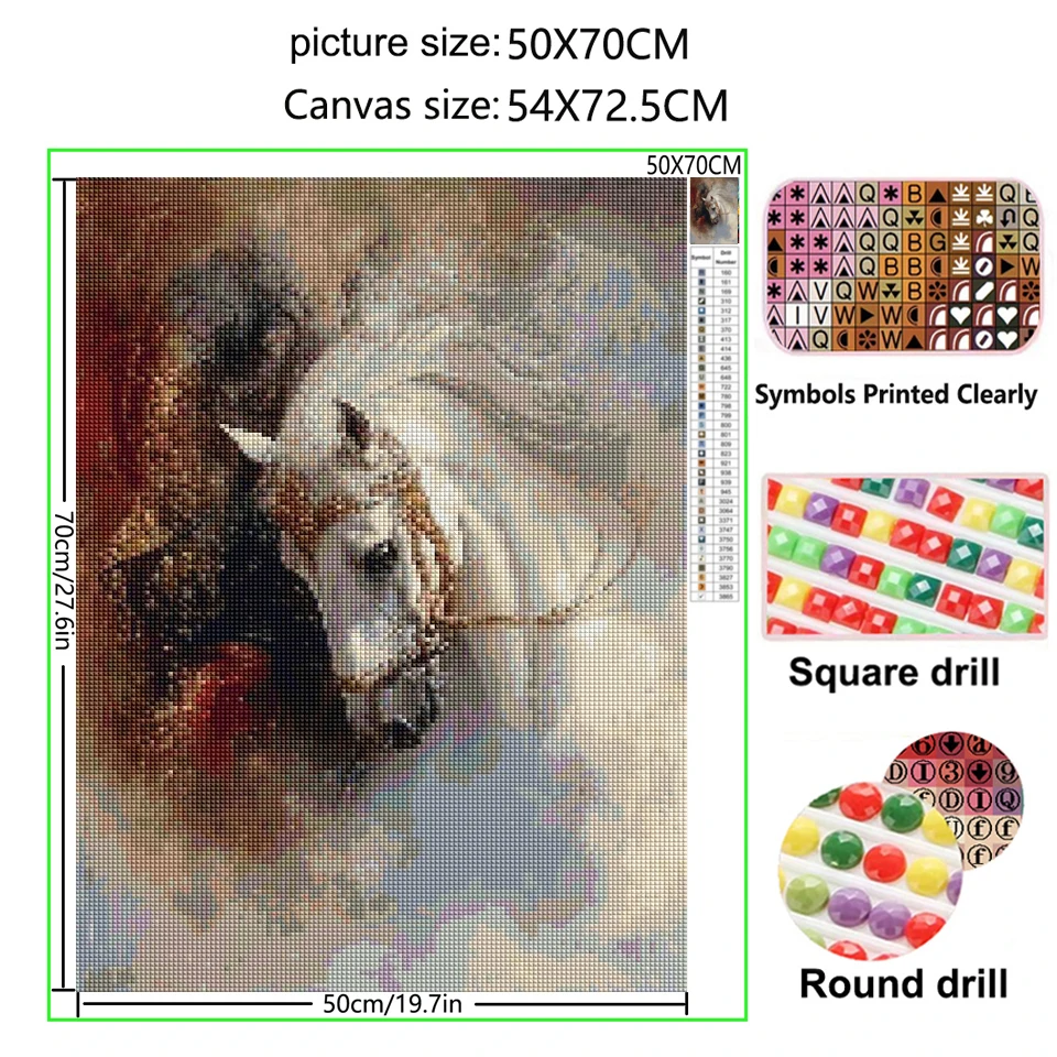 

5D DIY Diamond Embroidery Horse Animal Picture Of Rhinestones Painting New Arrival Diamond Mosaic Decor For Home