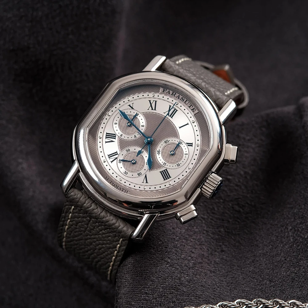 FARASUTE 国際版メンズ機械式時計パイロット時計 4801 ムーブメントレトロクロノグラフトリビュートシリーズメンズ腕時計レロジオ