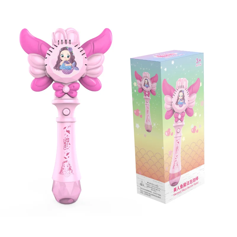 Różdżka do robienia baniek Myśliwka, ręczna maszyna do baniek z światłem i muzyką, prezent dla dziewczynki, dla dzieci