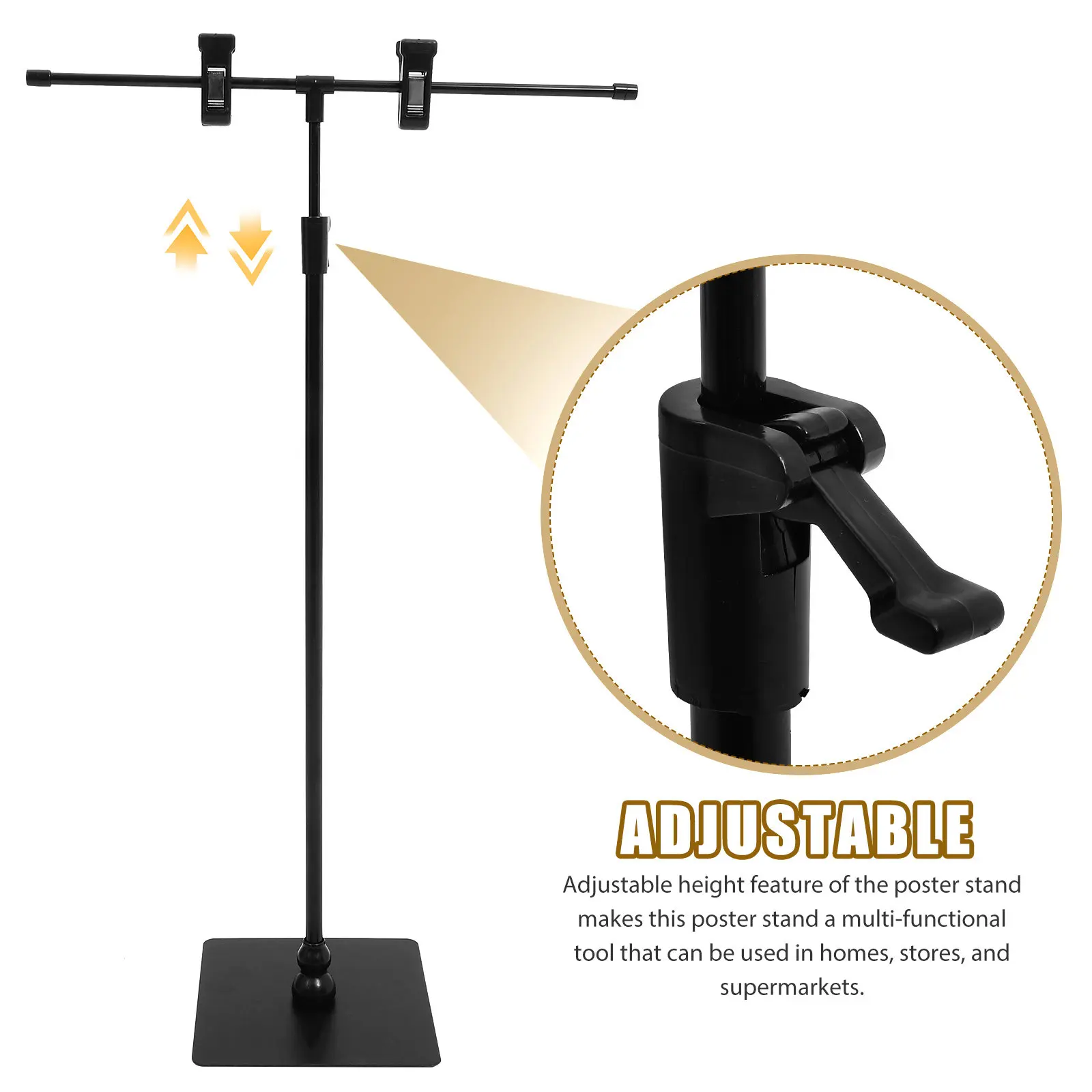 

T Shaped Poster Stand Quick Setup Adjustable Banner Stand for Retail Stores Offices Homes Wide Viewing Area Poster Display