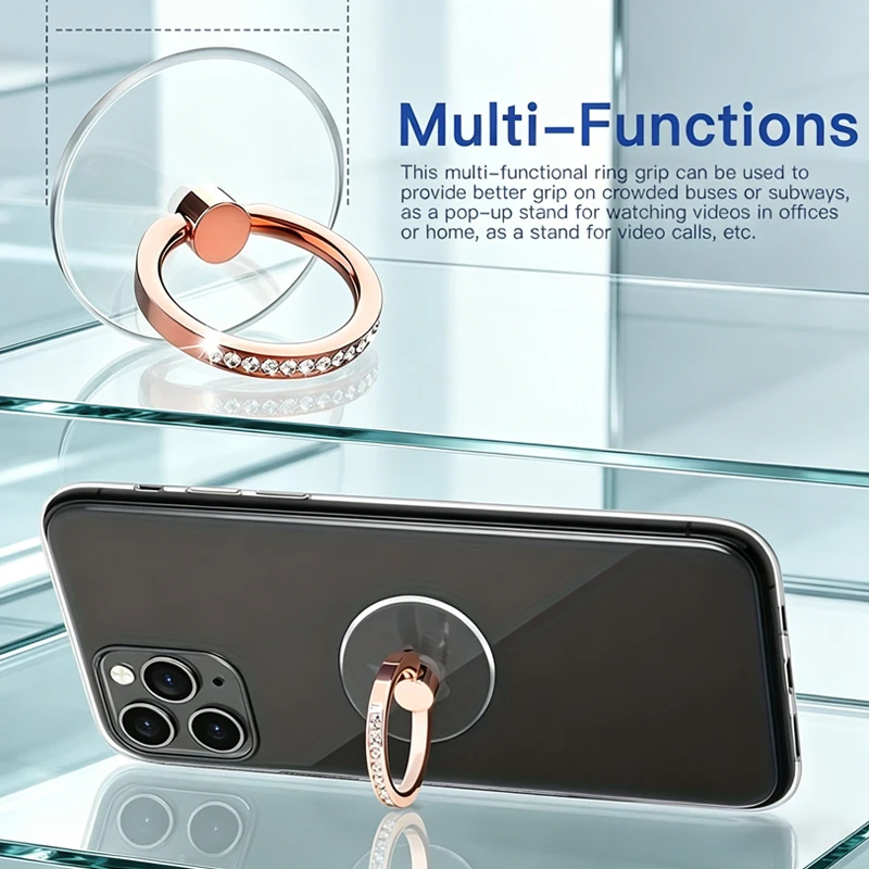 Mobile Phone Clear Finger Ring Holder for iPhone 16 17 Pro Samsung Xiaomi Transparent Sticker Stand Phone Folding Ring Bracket